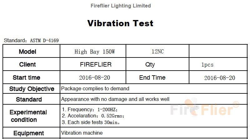 UFO LED High Bay Light vibration test